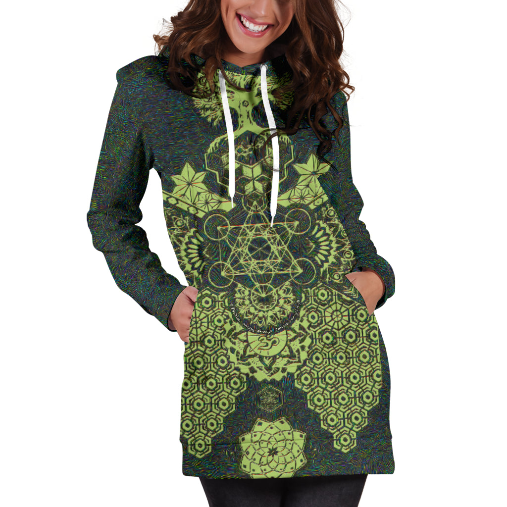 Geometric Green | Womens Hoodie Dress | Mil Et Une