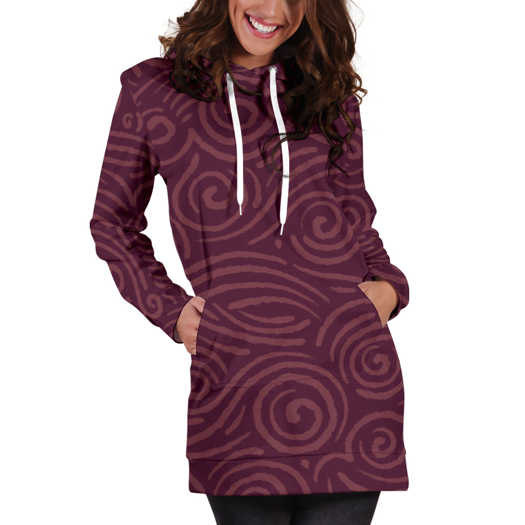 Waves and Spirals - Red | Hoodie Dress | Mandalazed