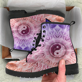 Fractalized Rainbow Yin & Yang Mandala | Leather Boots | Mandalazed
