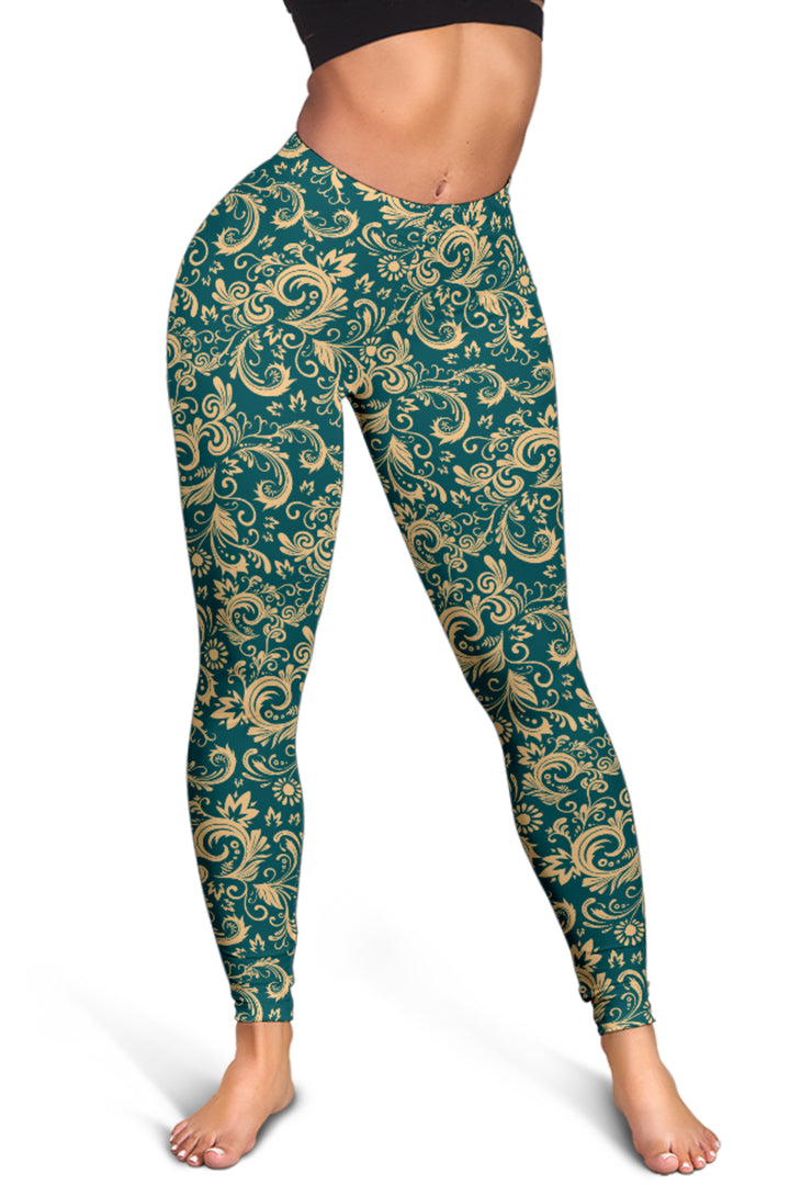 Oriental Floral Pattern - Emerald | Leggings | Mandalazed