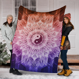 Fractalized Rainbow Yin & Yang Mandala | Blanket | Mandalazed