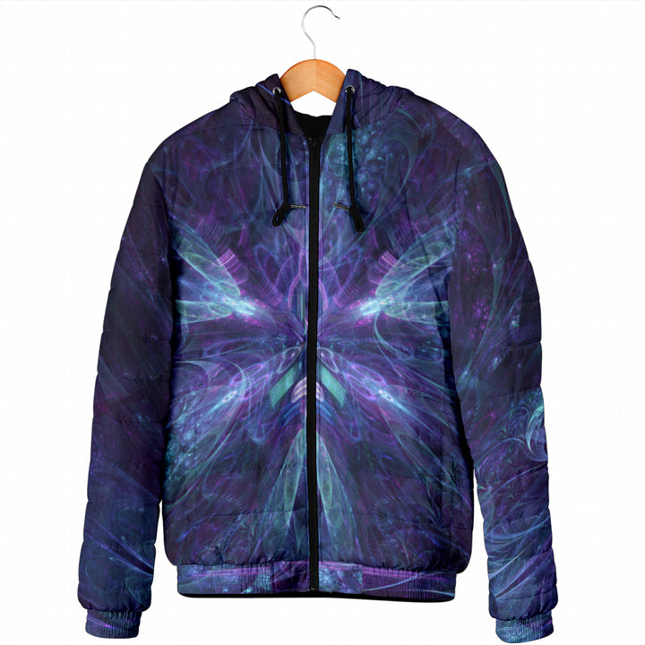 Electric Bloom Mens Padded Hooded Jacket | Cameron Gray
