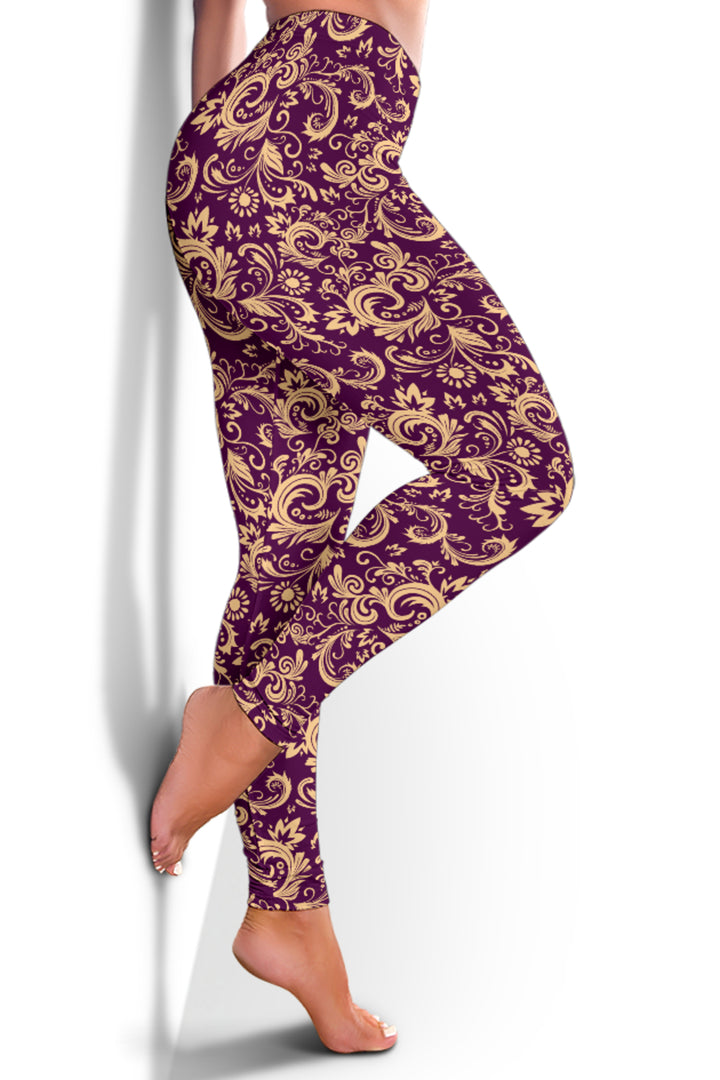 Oriental Floral Pattern - Amethyst | Leggings | Mandalazed