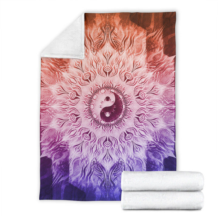 Fractalized Rainbow Yin & Yang Mandala | Blanket | Mandalazed