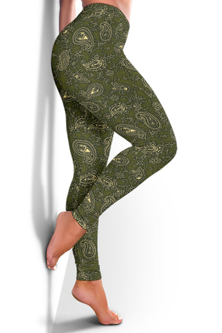 Peacock Feather Mandala - Olive Green | Leggings | Mandalazed