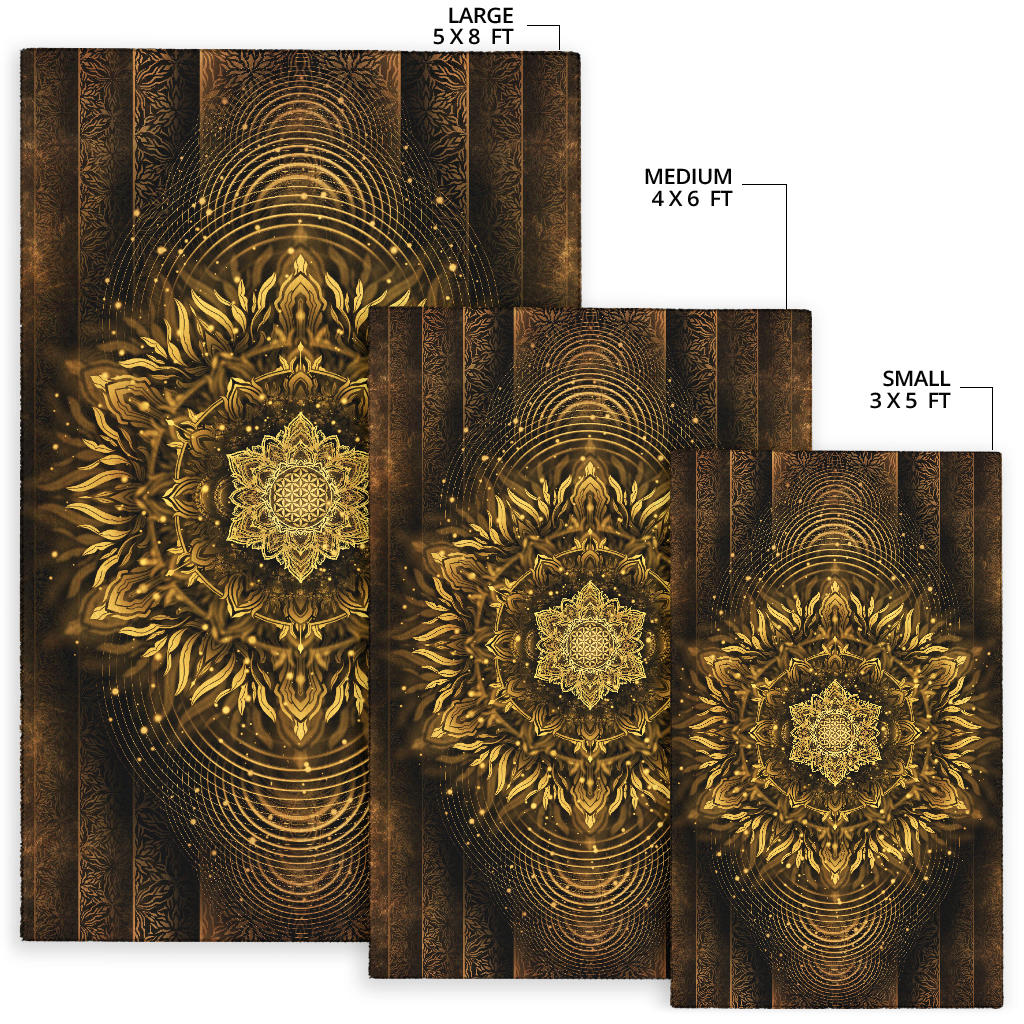 Aligned Flower - Golden | Rug | Yantrart Design