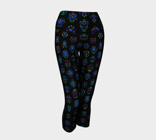 front Elemental Sprites TAS Visuals Psychedelic Yoga Capris – Eco Comfort & Compression Fit
